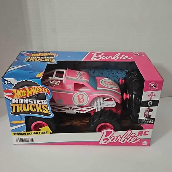 Hot Wheels Barbie Monster Truck RC Battery Powered with Remote Control - Pink - Picture 1 of 3